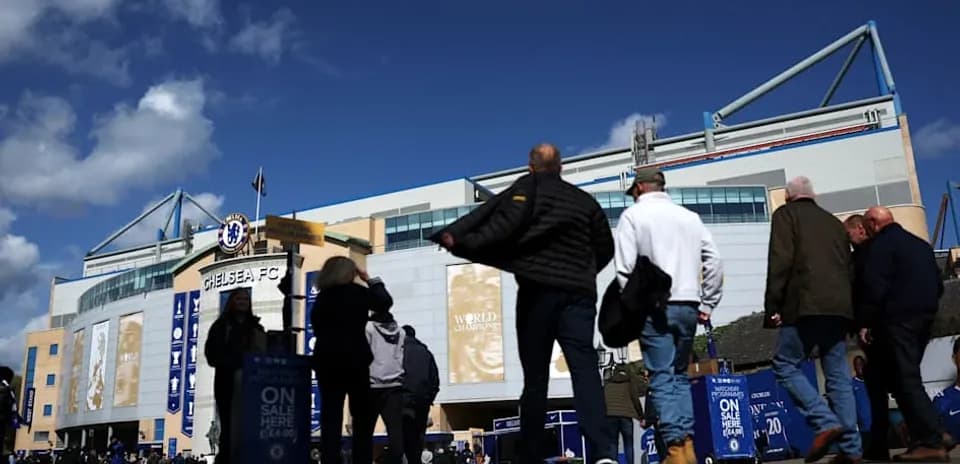 Fans arriving at Chelsea FC stadium entrance