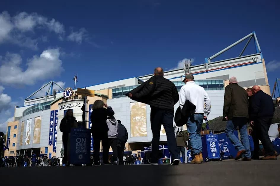 Fans arriving at Chelsea FC stadium entrance