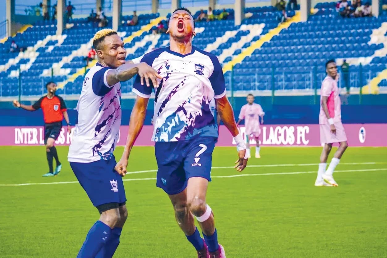 Players celebrating goal during Enyimba vs Inter Lagos match