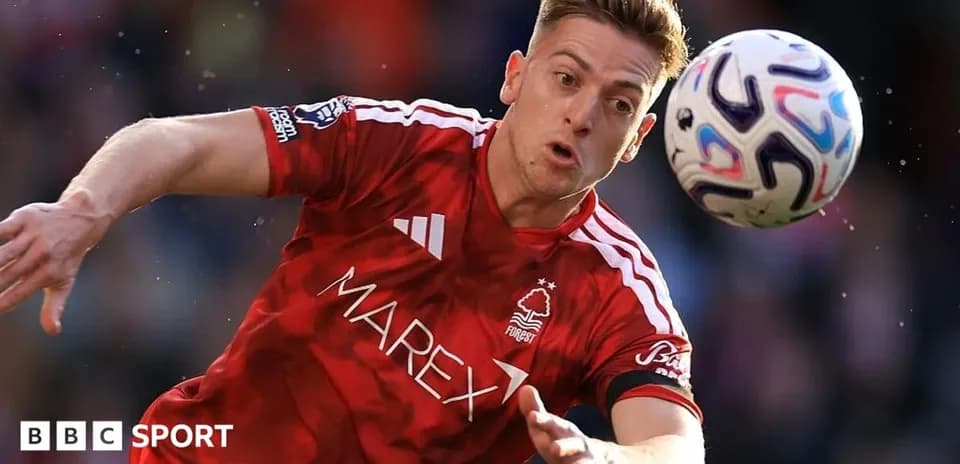 Player attempting to control a soccer ball in mid-air