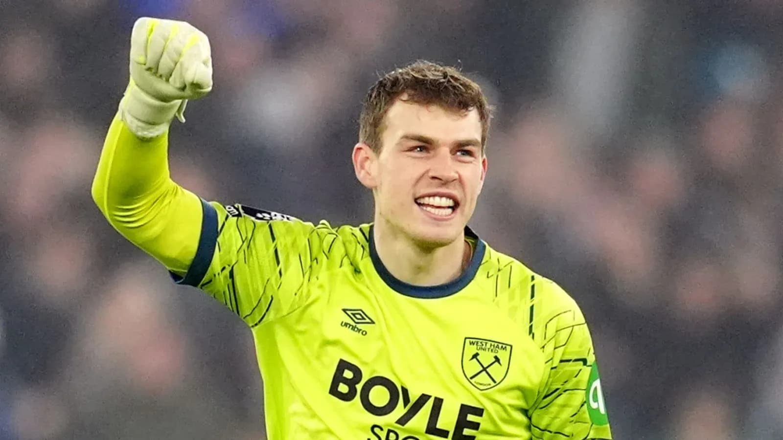 Goalkeeper celebrating a save during a match