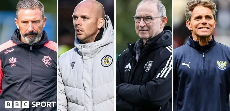 Four football managers on the sidelines during matches
