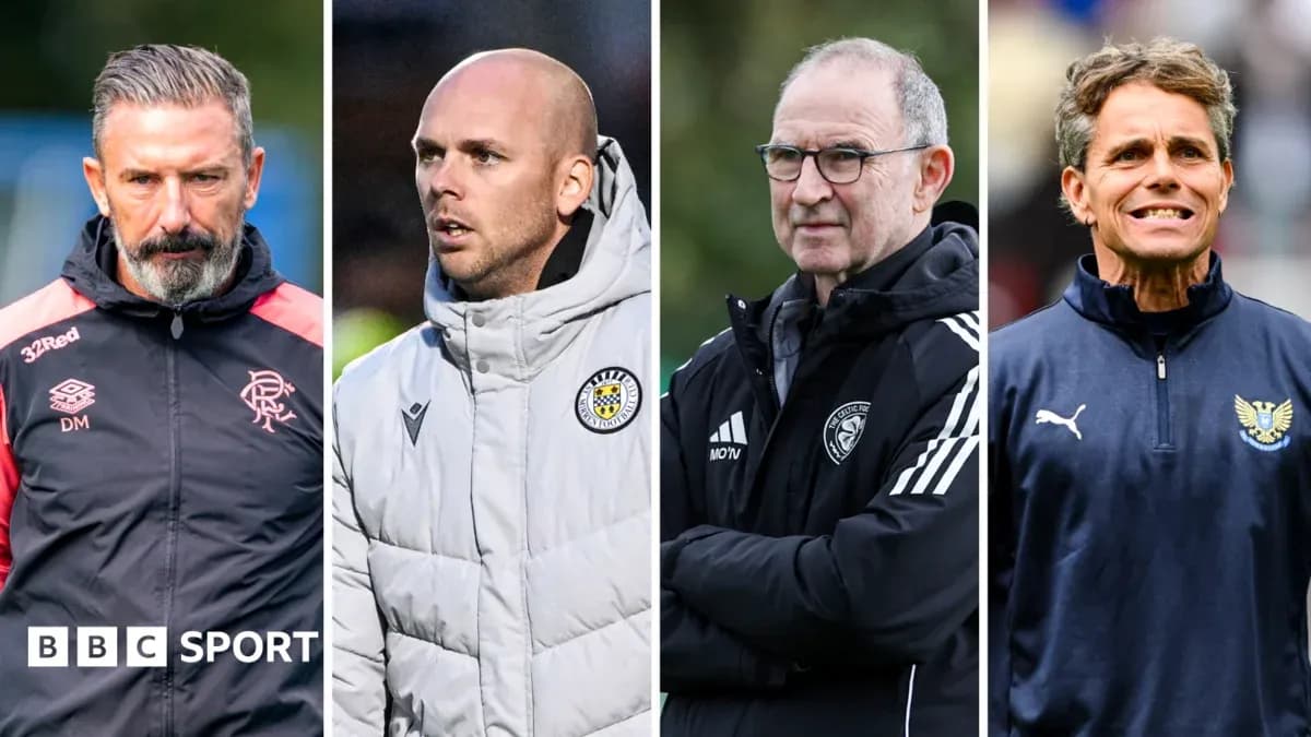 Four football managers on the sidelines during matches