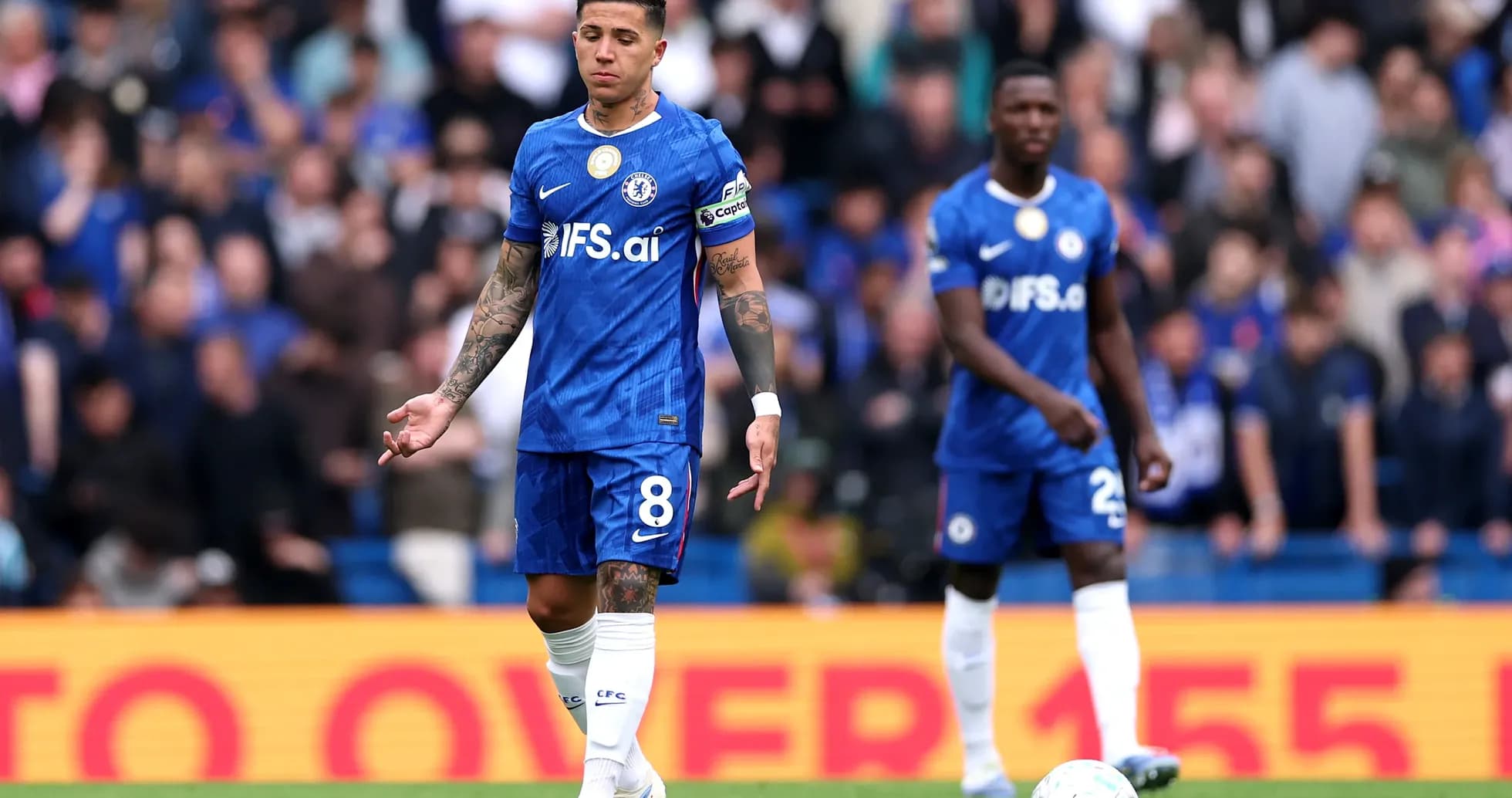 Chelsea players during Premier League match