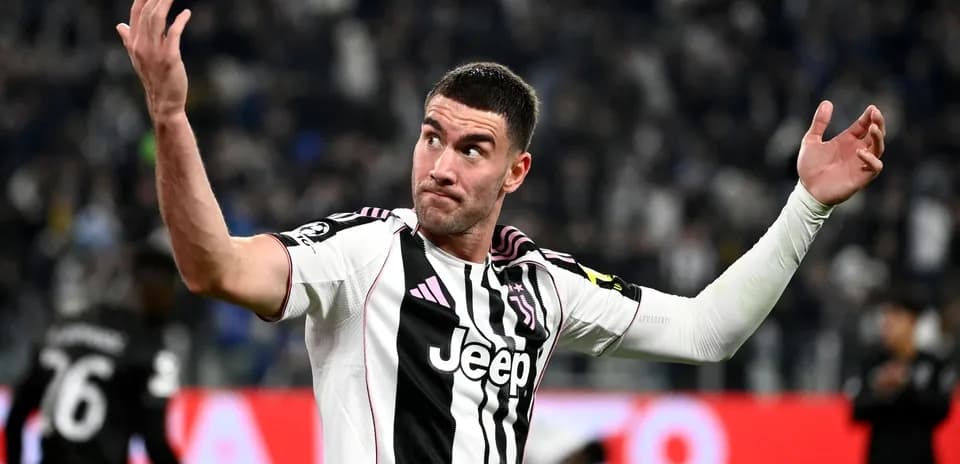 Juventus player gesturing during match celebration