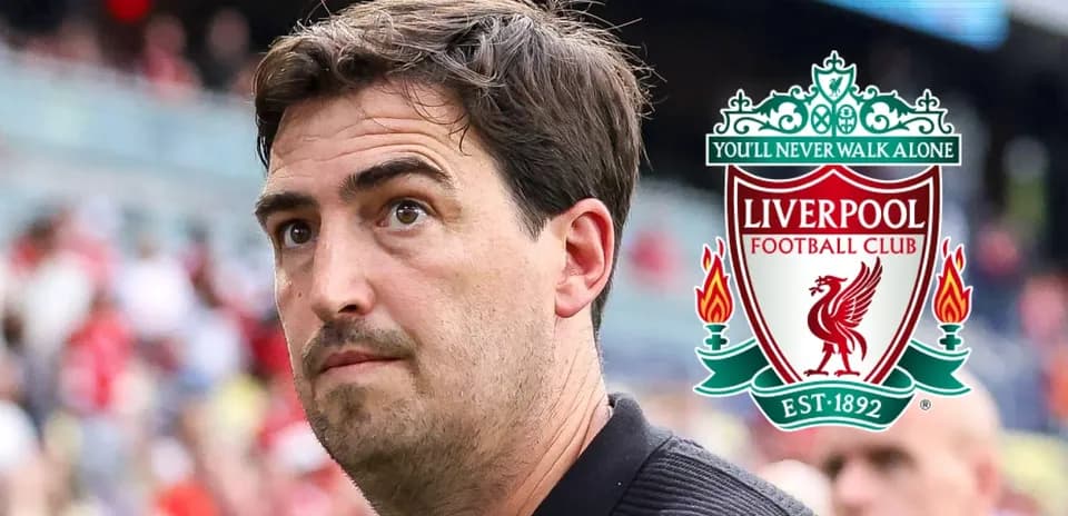 Person looking on with Liverpool FC logo in background