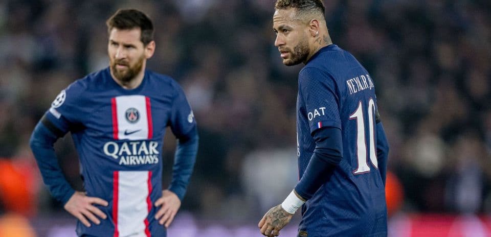 Messi and Neymar during a PSG match