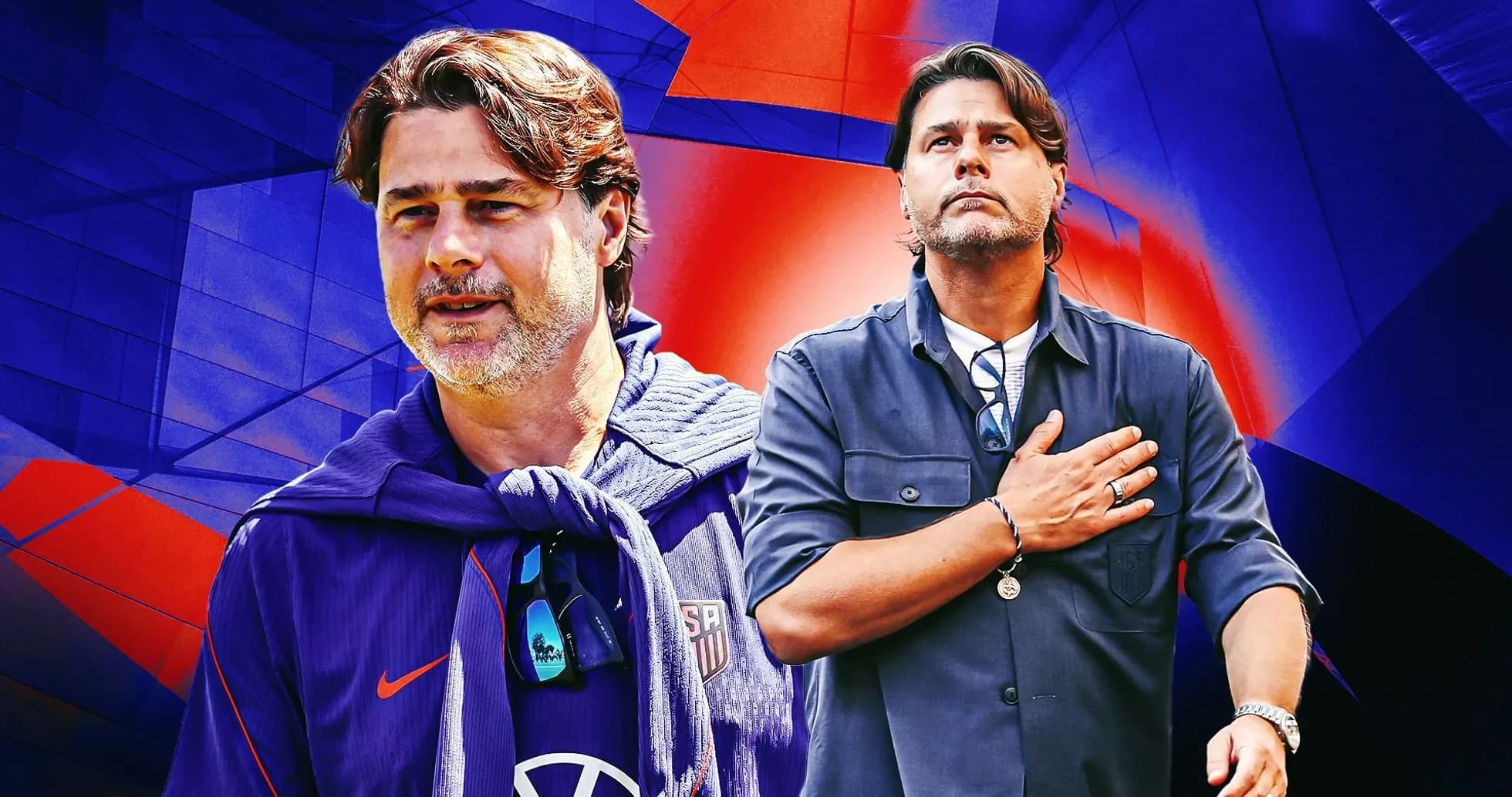 Coach in US national team attire with background design