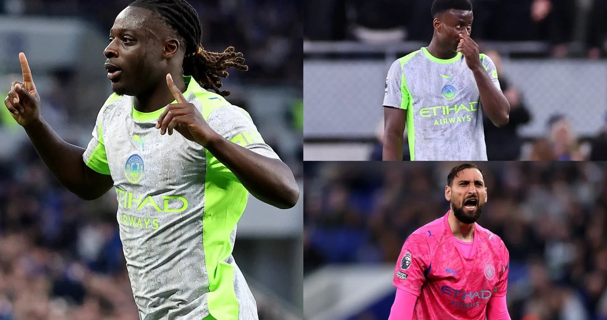 Three Manchester City players during a match