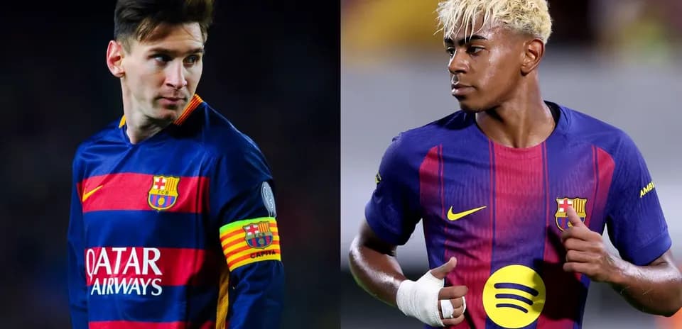 Two FC Barcelona players in team jerseys