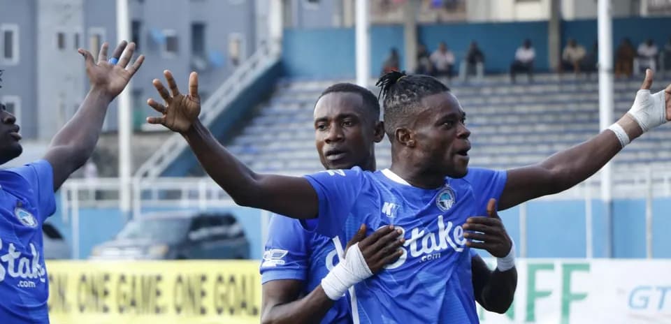 Enyimba players celebrating during the match