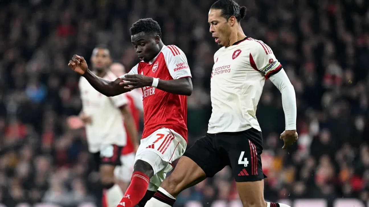Arsenal and Liverpool players in action