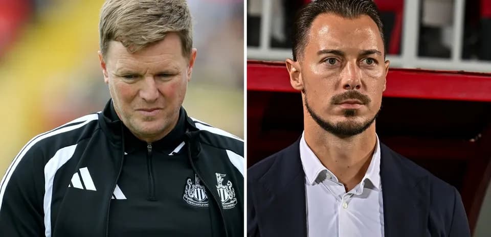 Two football managers on opposite sides of image