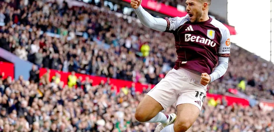 Aston Villa player celebrating a goal
