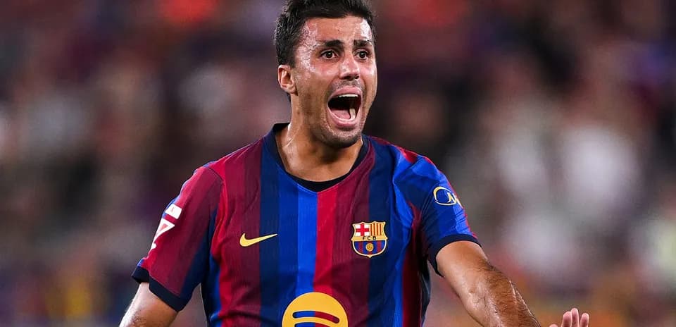 Barcelona player shouting during match celebration