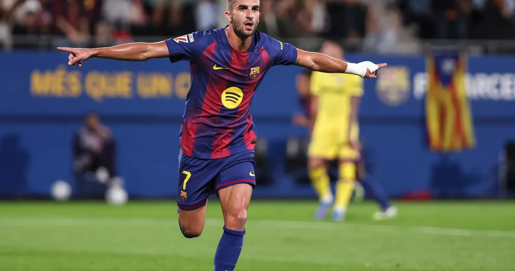 Barcelona player celebrating a goal during match