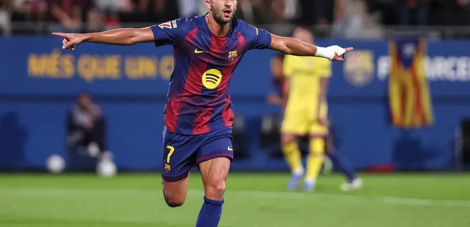 Barcelona player celebrating a goal during match