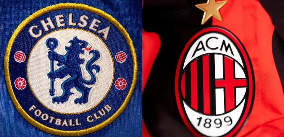Logos of Chelsea FC and AC Milan side by side