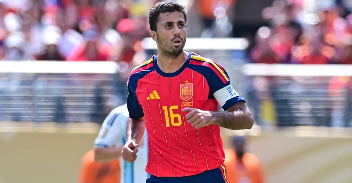 Player in red Spain jersey during match action