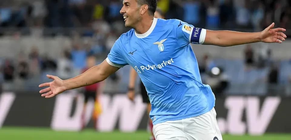 Lazio player celebrating a goal during match