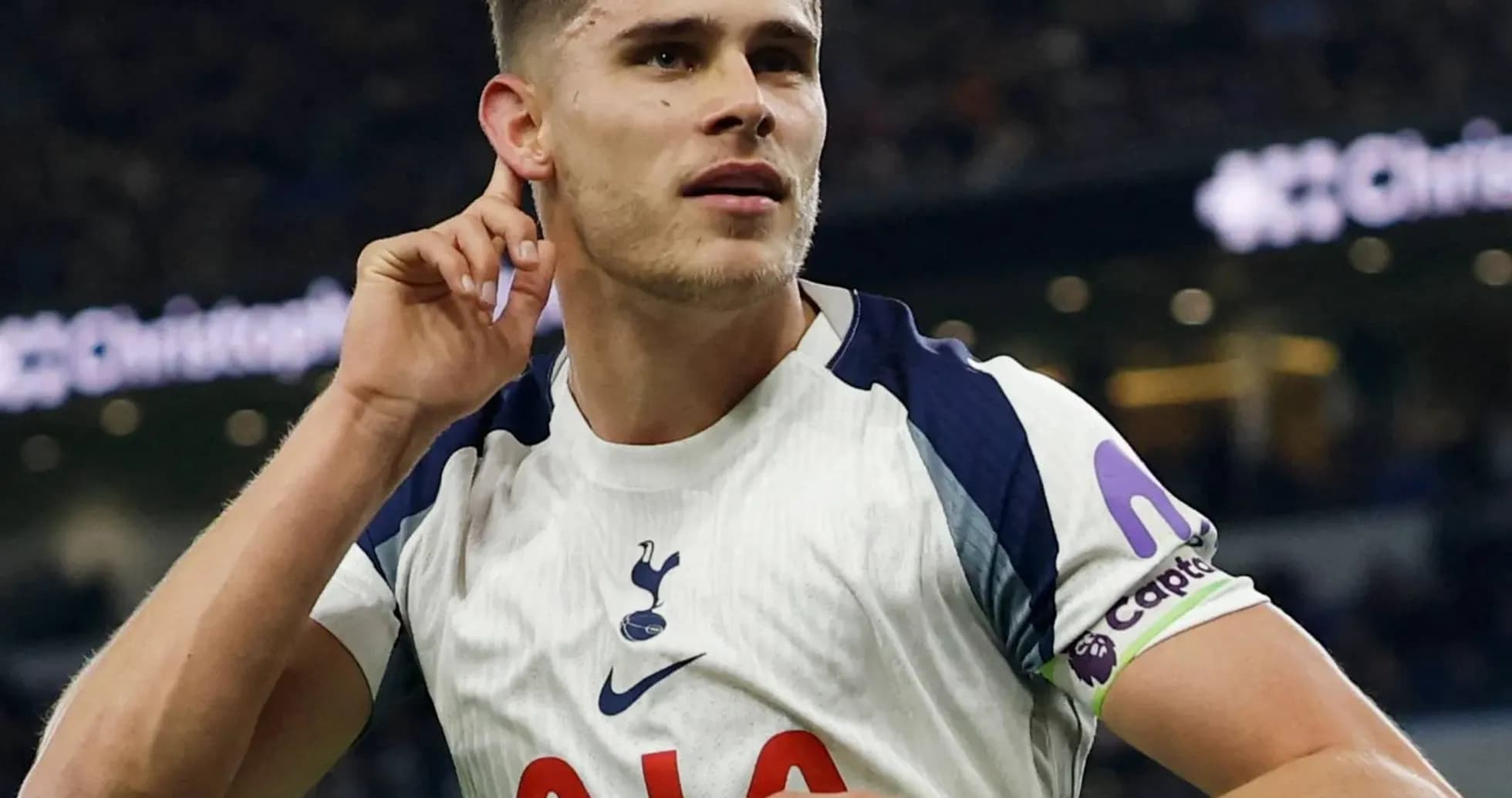 Tottenham player celebrating during Premier League match