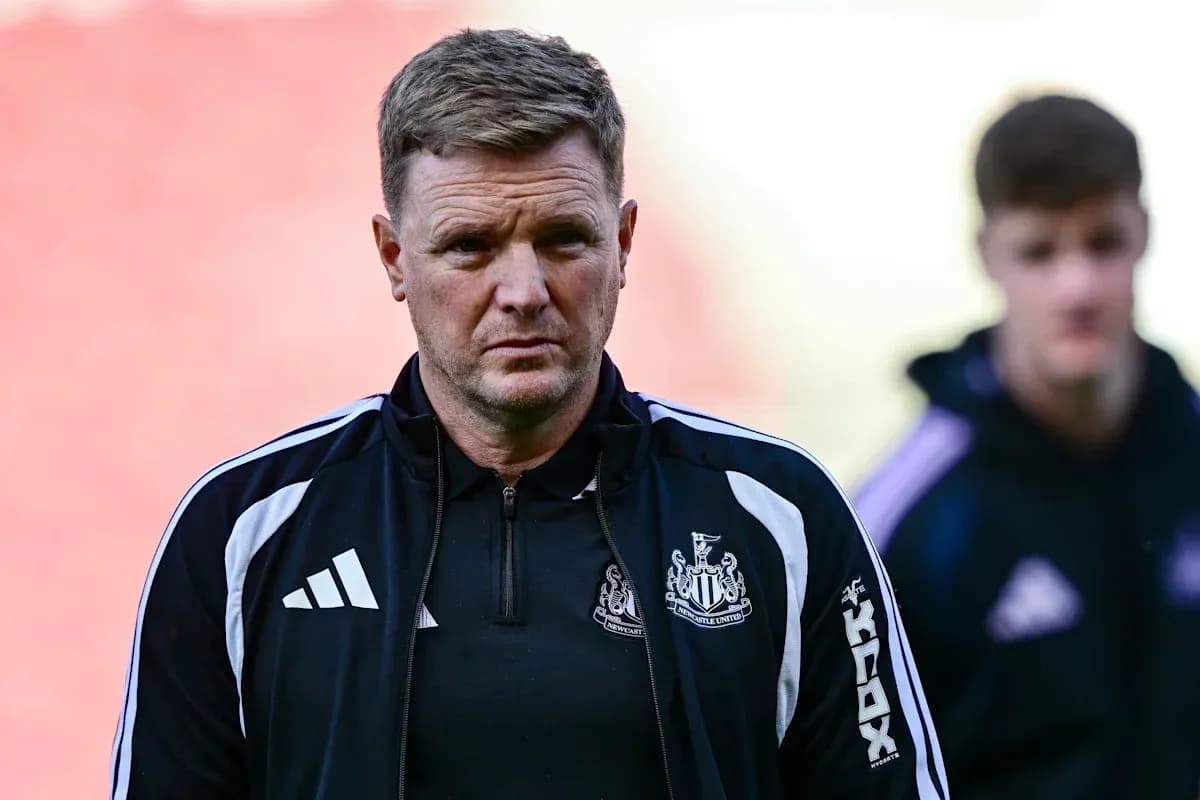 Newcastle United manager during pre-match preparations