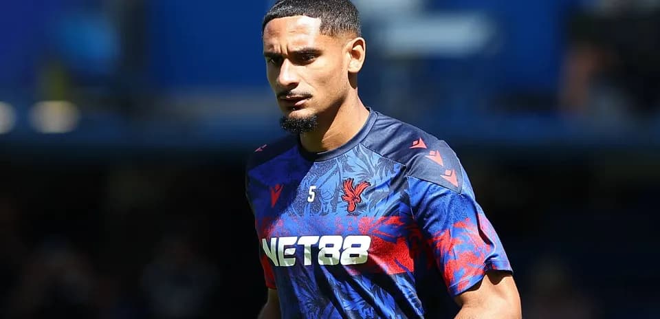 Player wearing Crystal Palace training kit on pitch