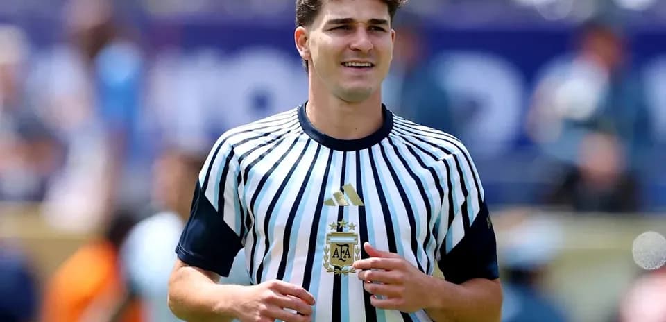Player wearing Argentina jersey during warm-up