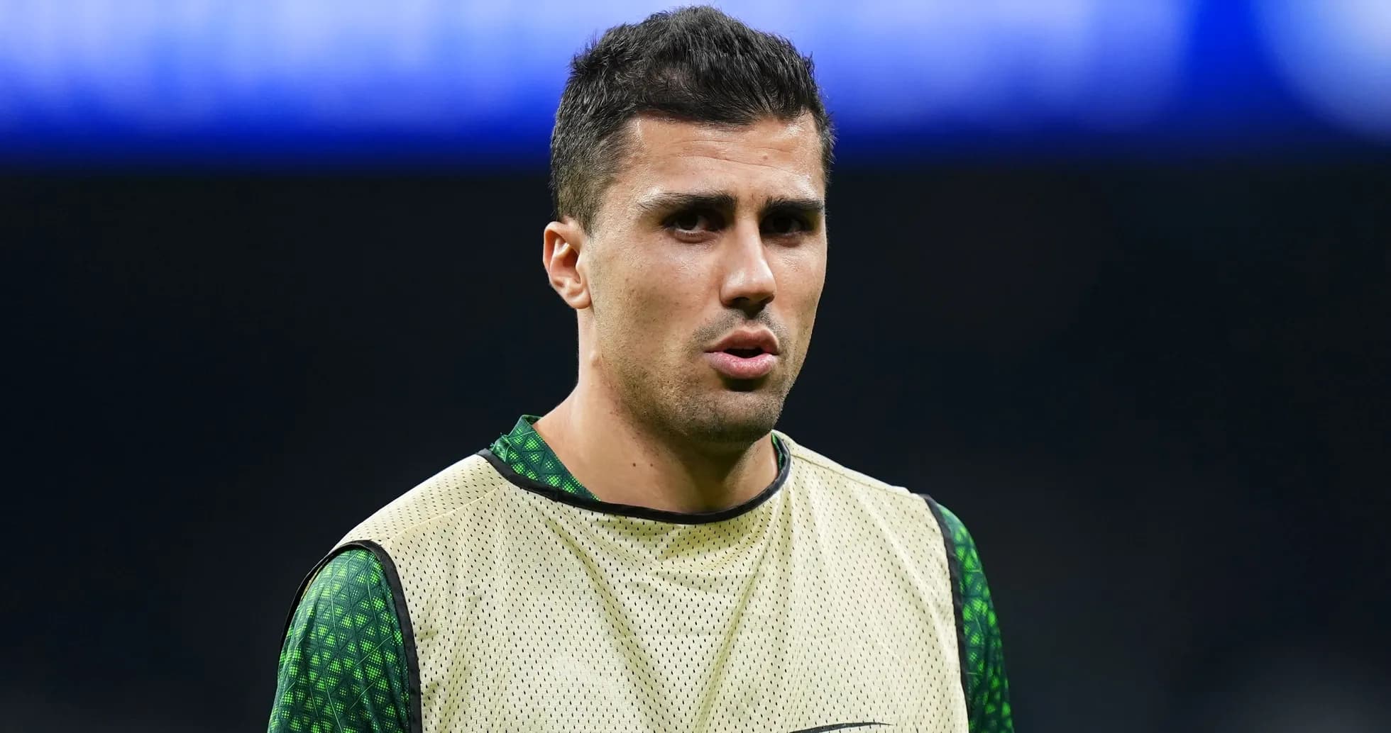 Player wearing training bib during warm-up session