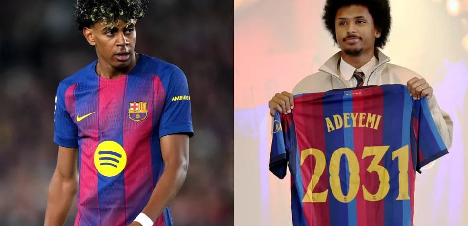 Barcelona player on field and new signing presentation