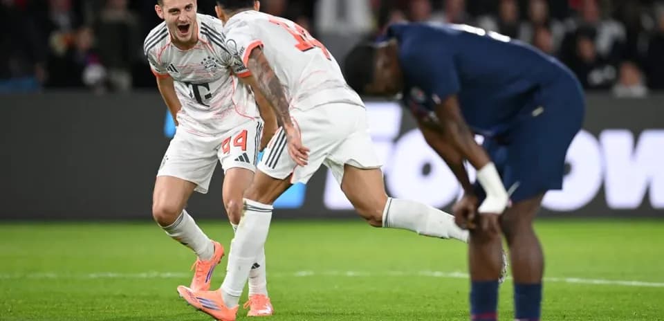 Bayern players celebrating during Champions League match
