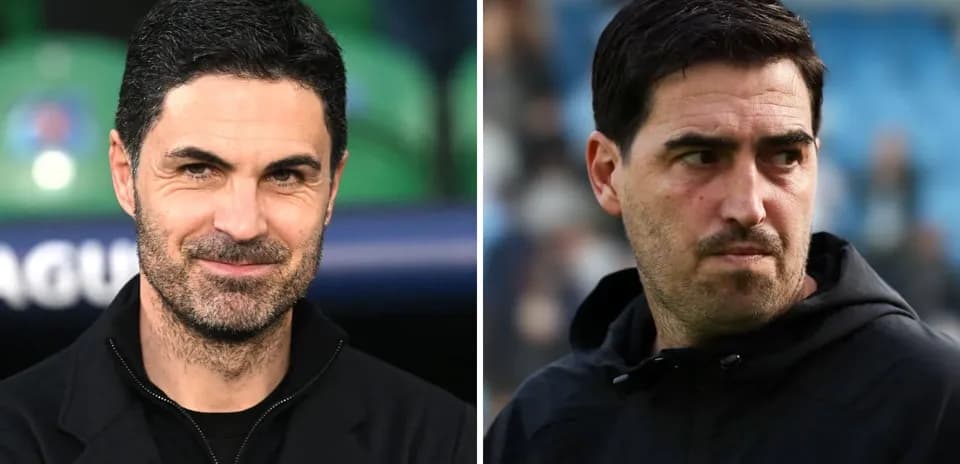 Two football managers during a match day