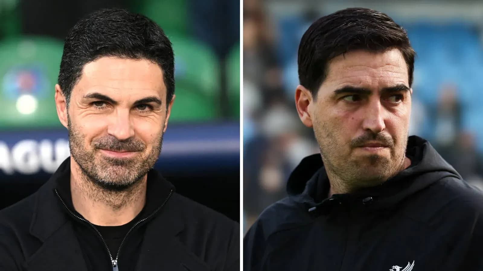 Two football managers during a match day