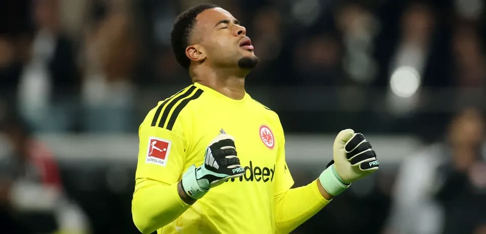 Goalkeeper celebrating during a Bundesliga match
