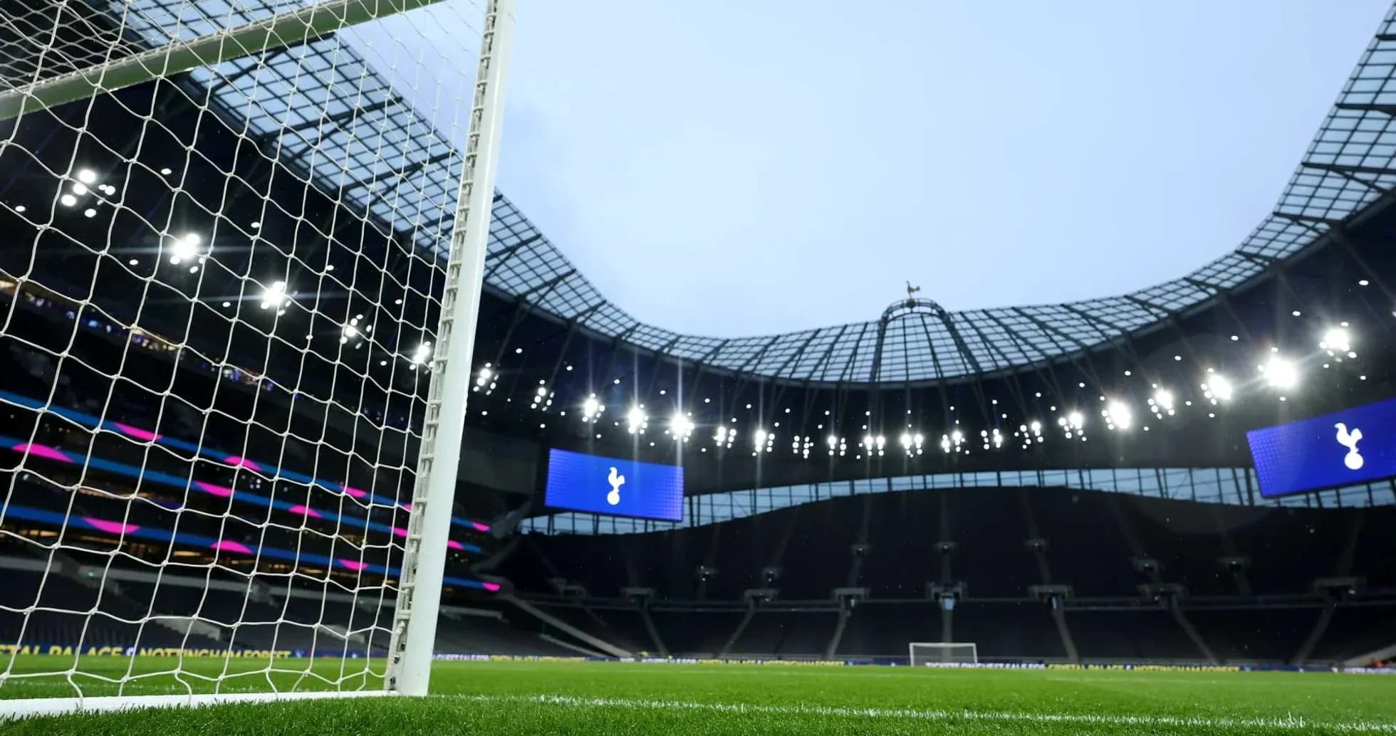 Goalpost view inside Tottenham Hotspur Stadium