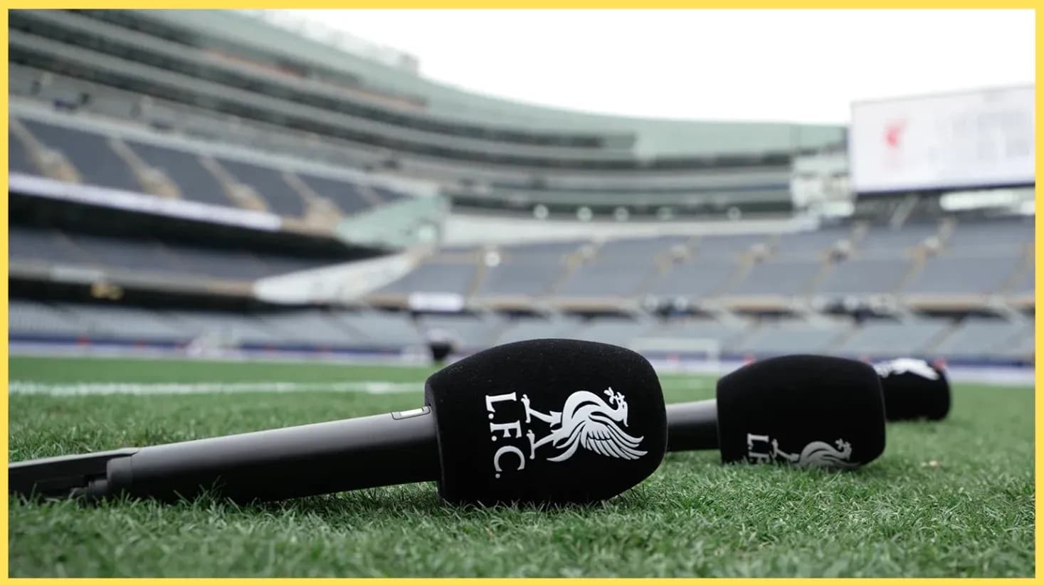 Microphones on the field at stadium
