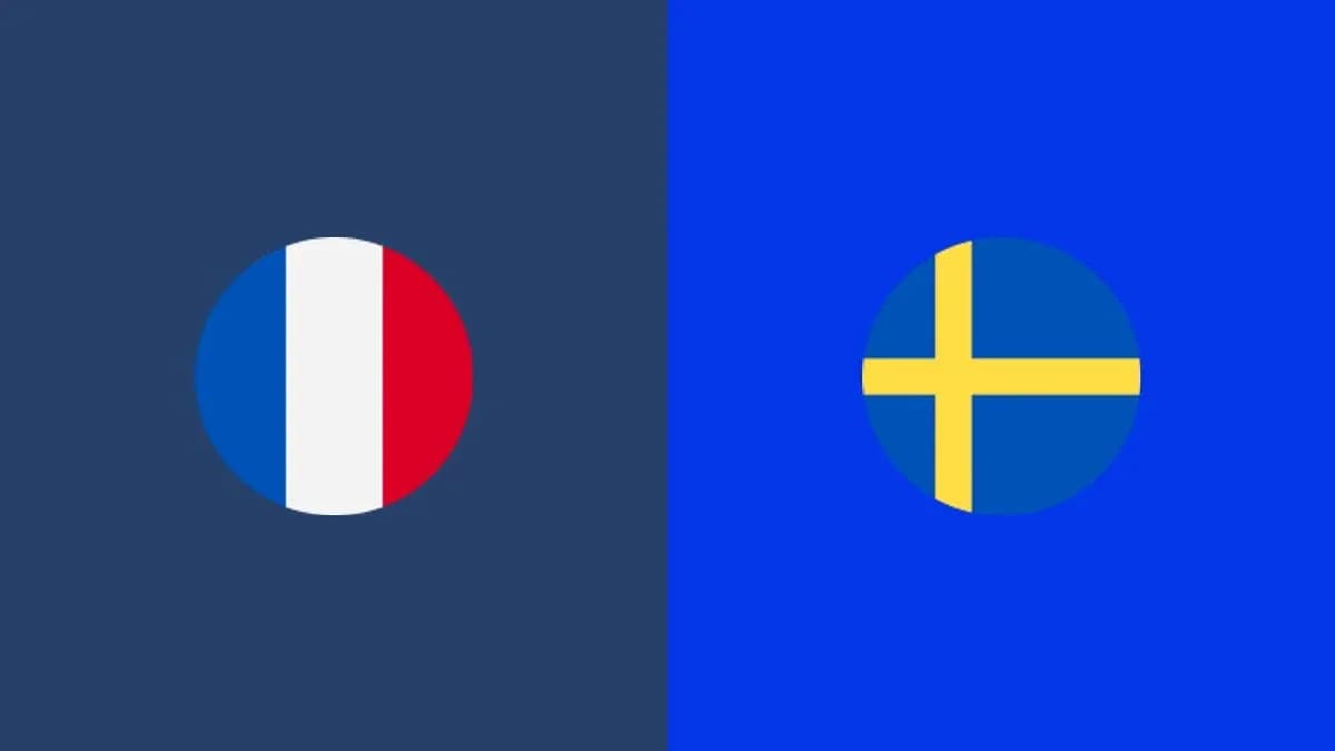 Flags of France and Sweden on contrasting backgrounds