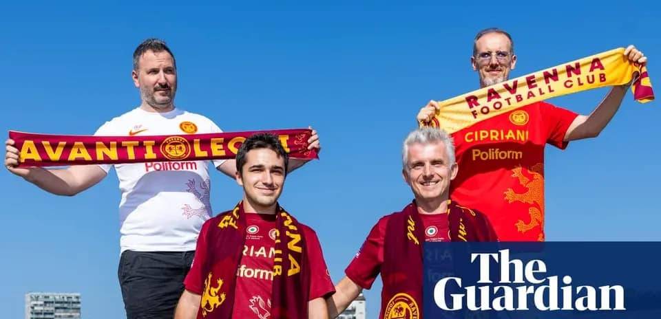 Fans holding scarves for Ravenna Football Club