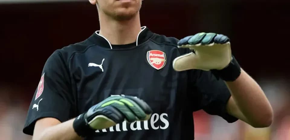 Goalkeeper warming up before the match at stadium