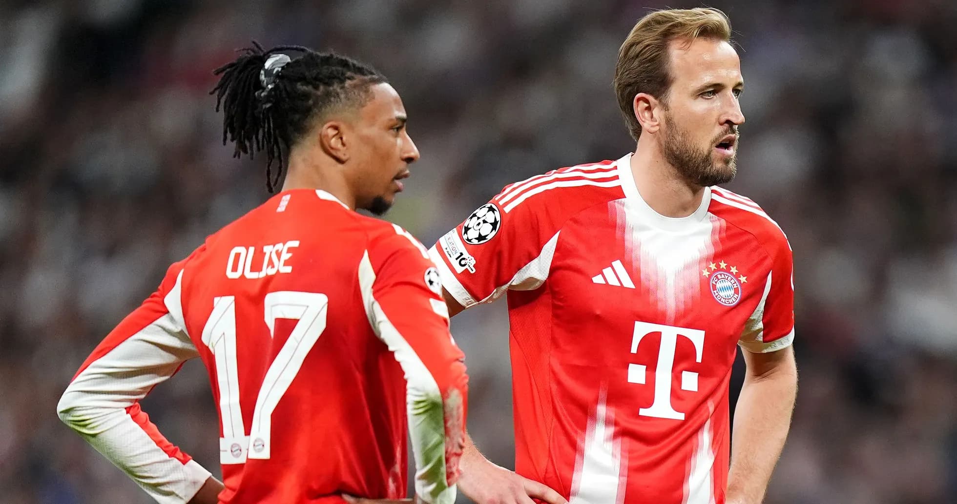 Bayern Munich players discussing during a match