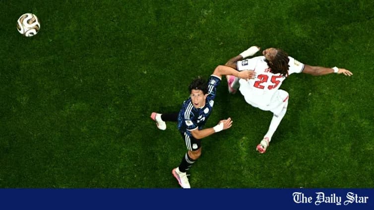 Player attempting to control ball during match action