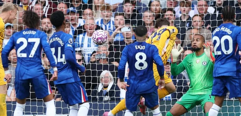 Goalkeeper in action during Brighton vs Chelsea match