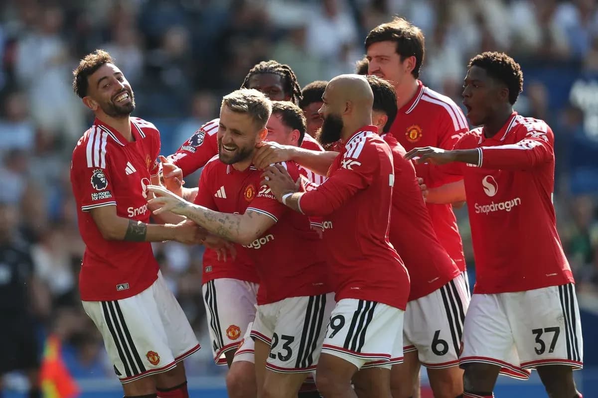 Manchester United players celebrating a goal