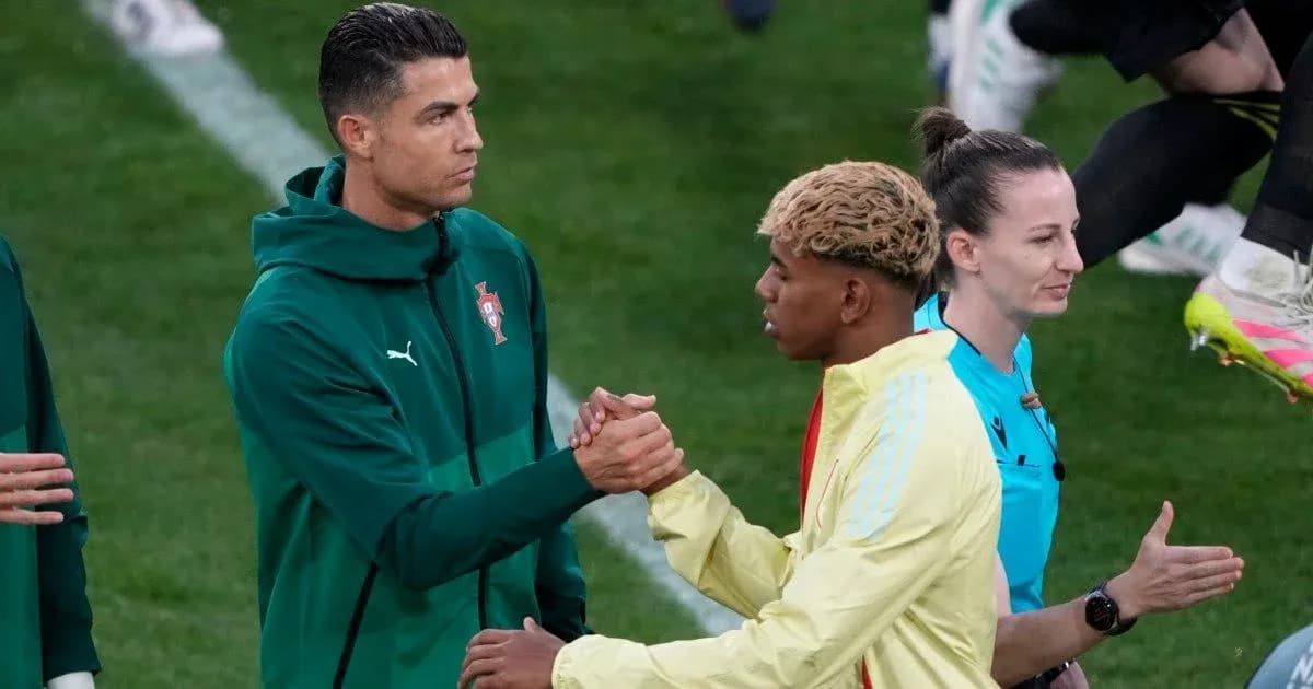 Two players shaking hands before a match