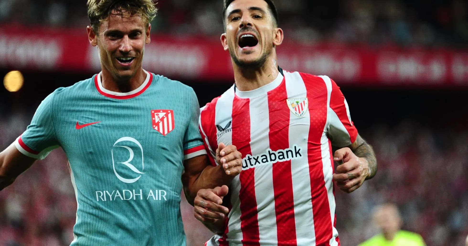 Players celebrating during Atletico Madrid match