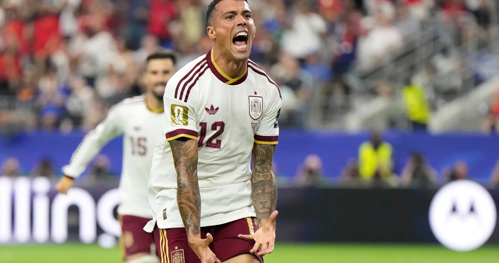 Spanish player celebrating during World Cup match