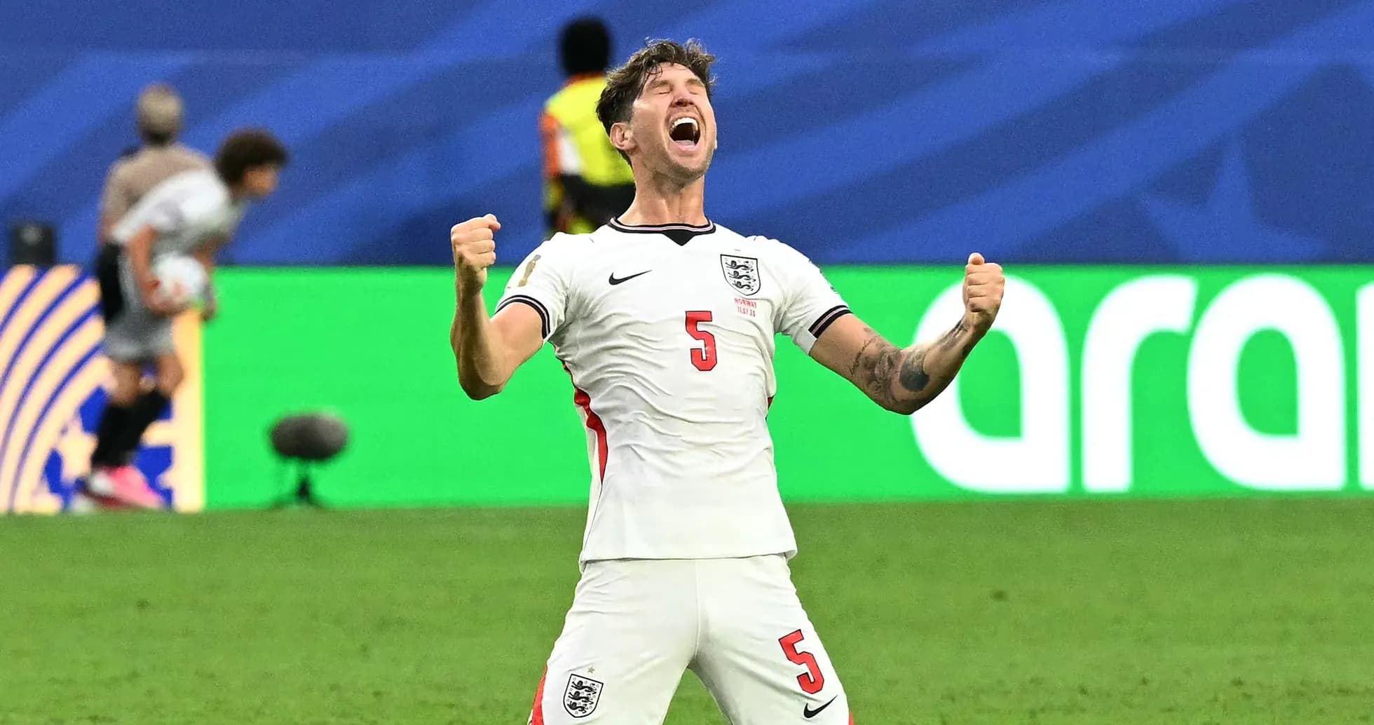 Player celebrating during an England football match