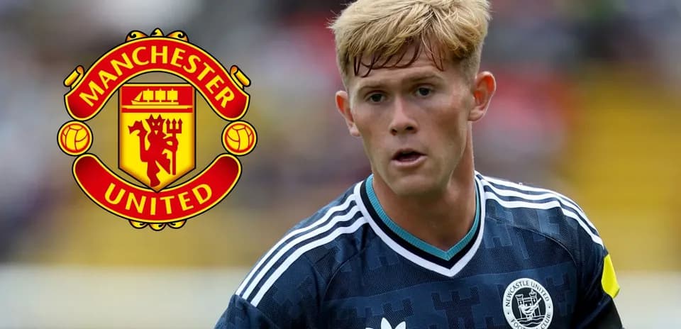 Player in action with Manchester United logo overlay