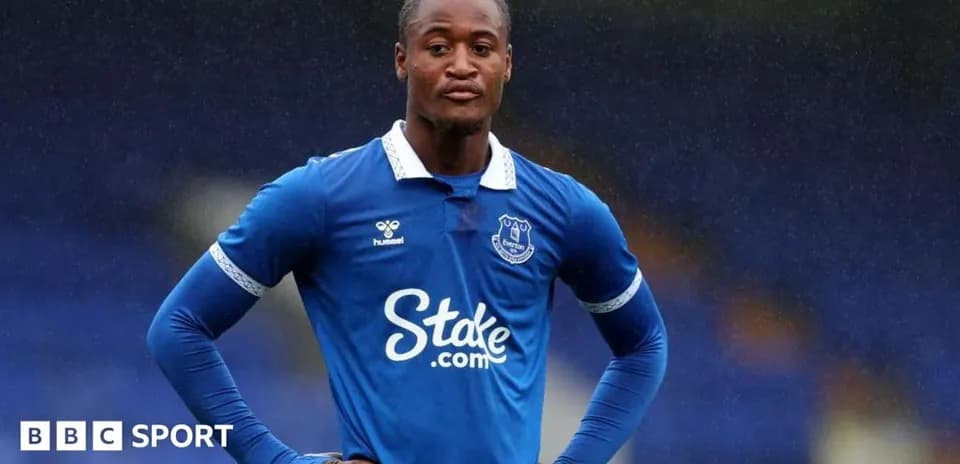 Player in Everton jersey posing on the pitch