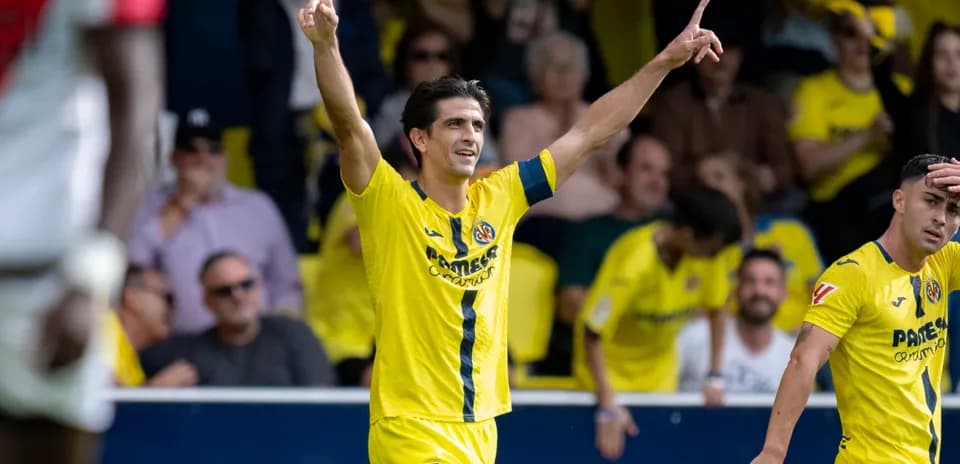 Villarreal player celebrating a goal during match